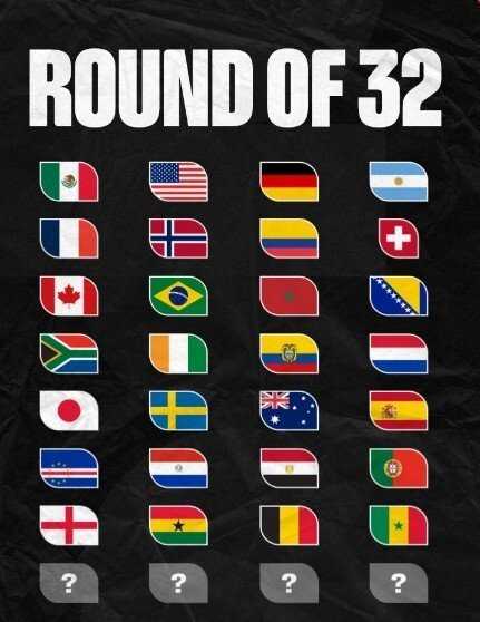 32强已产生28席+9组对决出炉！明日最后6场：韩国队祈求奇迹